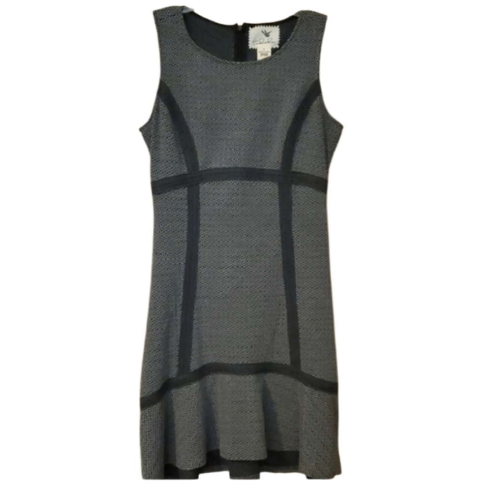 Anthropologie Tabitha Fit‎ & Flare Gray Patterned Sleeveless Dress Size 6